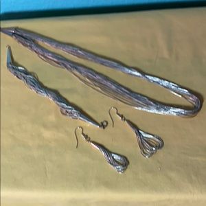 Silver necklace, bracelet and earrings